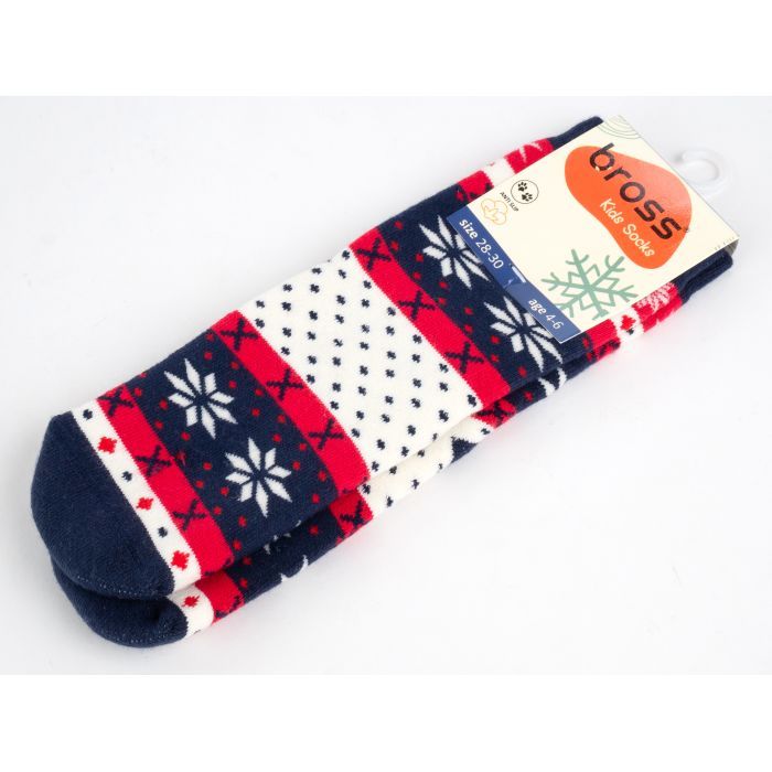 Шкарпетки дитячі Bross махрові новорічні (9901-4-6-red)