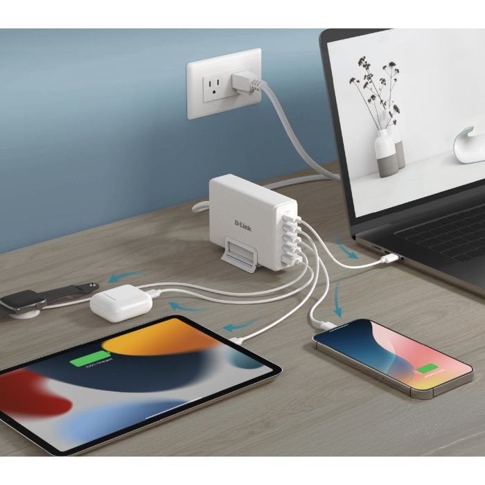 Зарядное устройство D-Link 4xUSB-C + 1xUSB PD240W GaN white (DCF-241) изображение 3