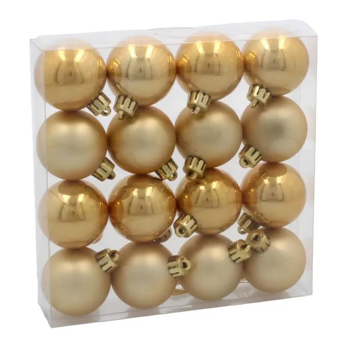 Елочная игрушка Chomik пластикові кульки 16 шт, 4 см, золотисті (5900779893856_3)