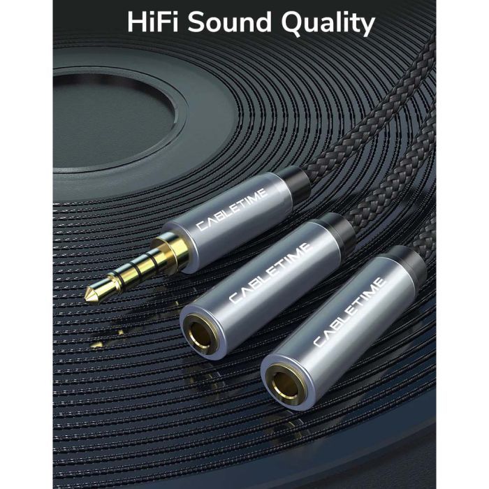 Кабель мультимедійний 3.5mm M to 2x3.5mm F 0.2m Cabletime (CA915248) зображення 3