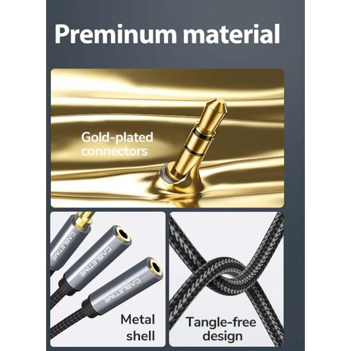 Кабель мультимедійний 3.5mm M to 2x3.5mm F 0.2m Cabletime (CA915248) зображення 4