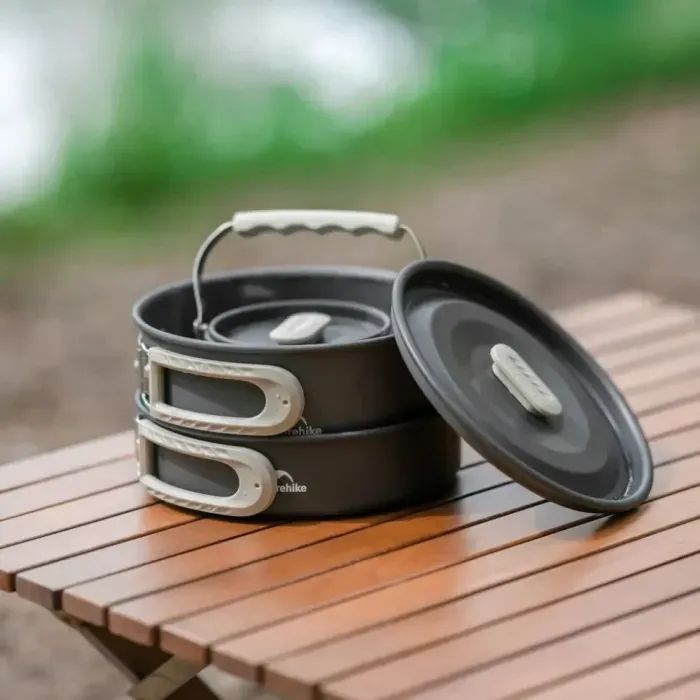 Набор туристической посуды Naturehike CNK2450CF010, алюміній 2 каструлі, чайник, сковорідка (6976507663281) изображение 8