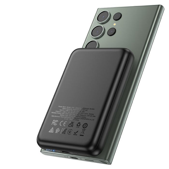 Батарея універсальна HOCO 10000mAh Grace PD/20W Magnetic Black (J141 / 714984) зображення 4