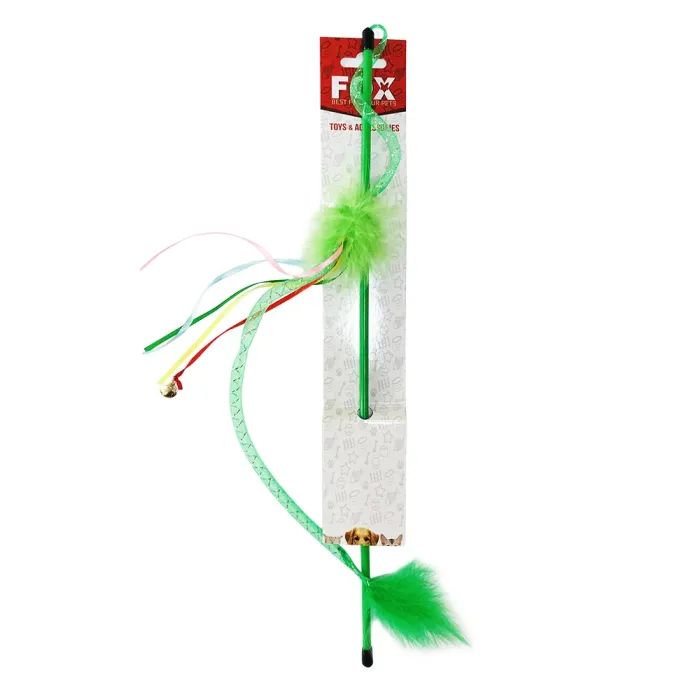 Игрушка для кошек "FOX" Удочка-дразнилка "Хвост дракона с пухом и лентами" (6912102124635)