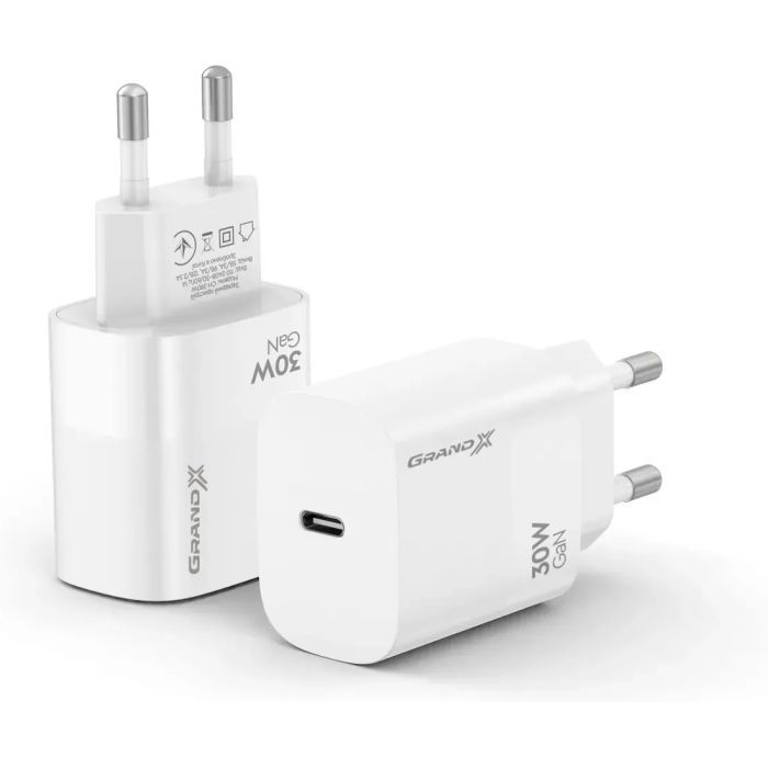 Зарядное устройство Grand-X GaN USB-C 30W QC3.0 white (CH-390W) изображение 4