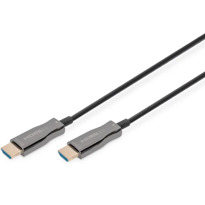 Кабель мультимедийный HDMI M to HDMI M 10m 4K AOC hybrid-fiber black Digitus (AK-330125-100-S)