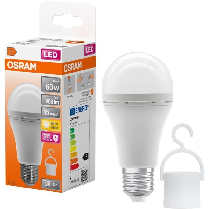 Лампочка Osram LED E27 8Вт 806Лм 2700К A60 акумуляторна (4099854190087) изображение 11