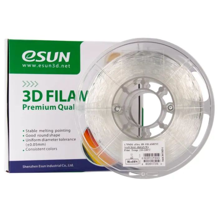 Пластик для 3D-принтера eSUN eFLEX 1кг 1,75mm NATURAL (EFLEX175N1) изображение 5