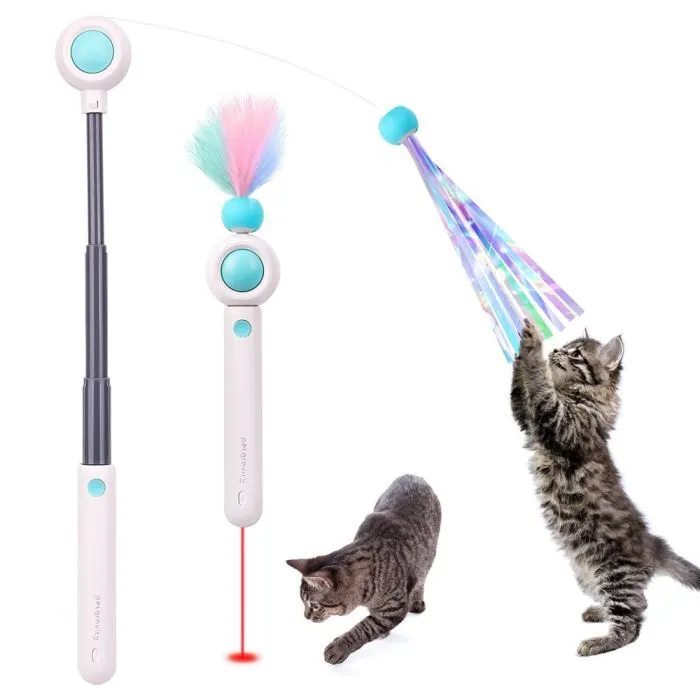 Іграшка для котів Petgravity Інтерактивна висувна вудочка з лазером блакитна (PG-CT053B) зображення 3