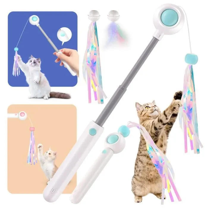 Іграшка для котів Petgravity Інтерактивна висувна вудочка з лазером блакитна (PG-CT053B) зображення 9
