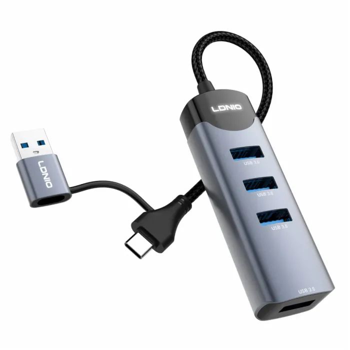 Концентратор LDNIO USB-A + USB-C to 4xUSB 3.0 (DS-134UC)