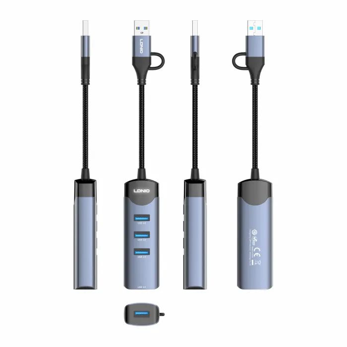 Концентратор LDNIO USB-A + USB-C to 4xUSB 3.0 (DS-134UC) изображение 6