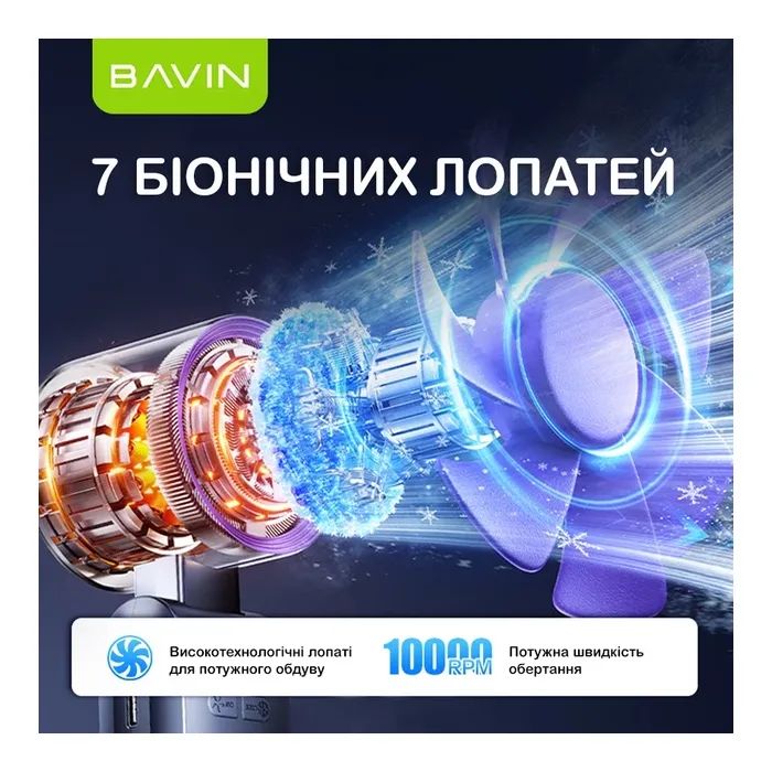 Вентилятор BAVIN BF-004 ICE CUBE TURBO FUN 10000RPM Black-purple (BF-004 BP) изображение 5