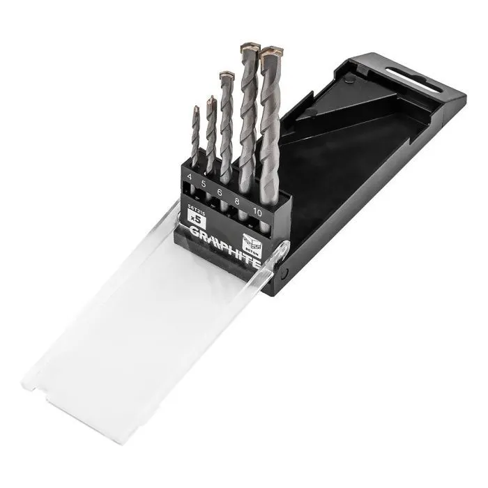 Набор сверл Graphite по бетону, 4-10мм, кейс, 5шт (56T215)