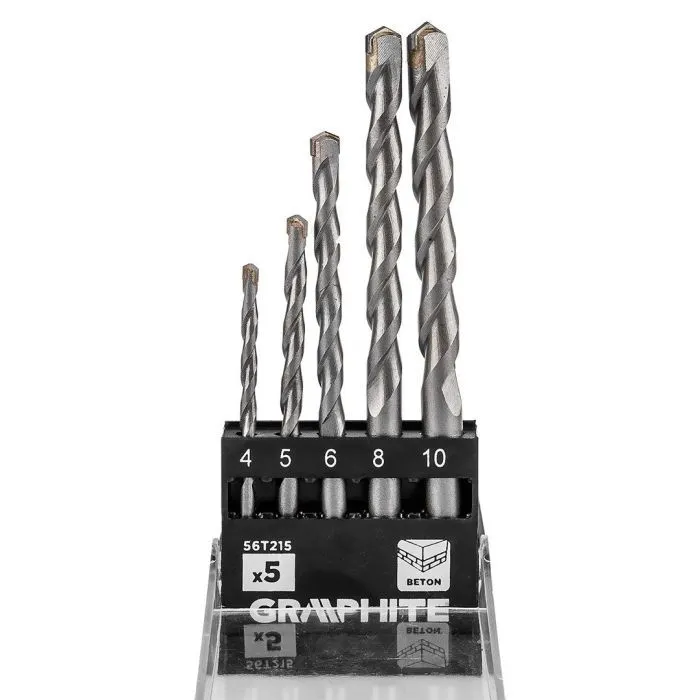 Набор сверл Graphite по бетону, 4-10мм, кейс, 5шт (56T215) изображение 5