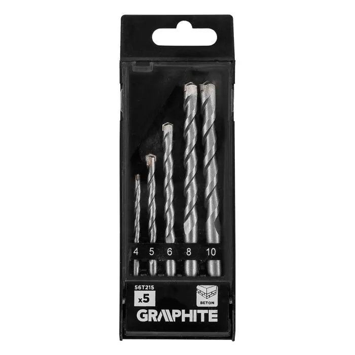 Набор сверл Graphite по бетону, 4-10мм, кейс, 5шт (56T215) изображение 7