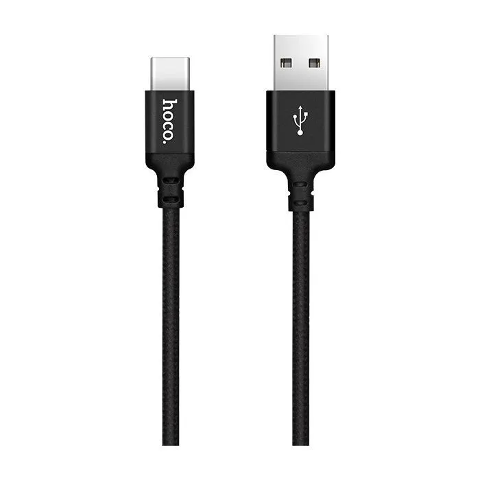 Дата кабель USB 2.0 AM to USB-C 2.0m 2A nylon X14 black HOCO (6957531062929)
