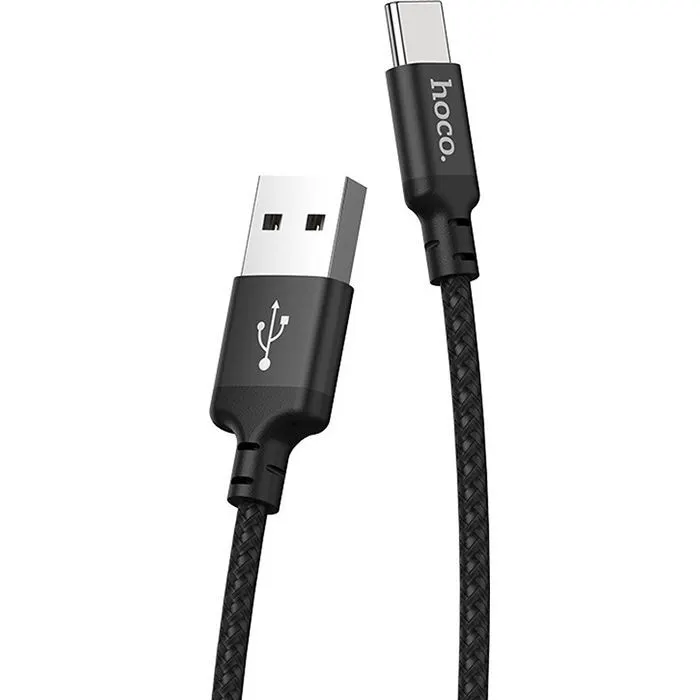 Дата кабель USB 2.0 AM to USB-C 2.0m 2A nylon X14 black HOCO (6957531062929) изображение 2