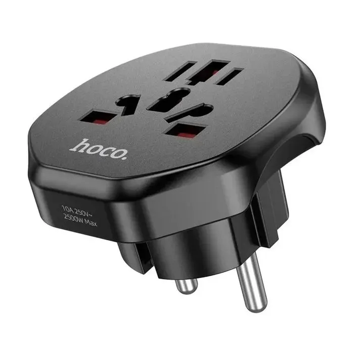 Переходник Universal adapter US/UK/AU to EU bkack HOCO (6931474791511) изображение 2