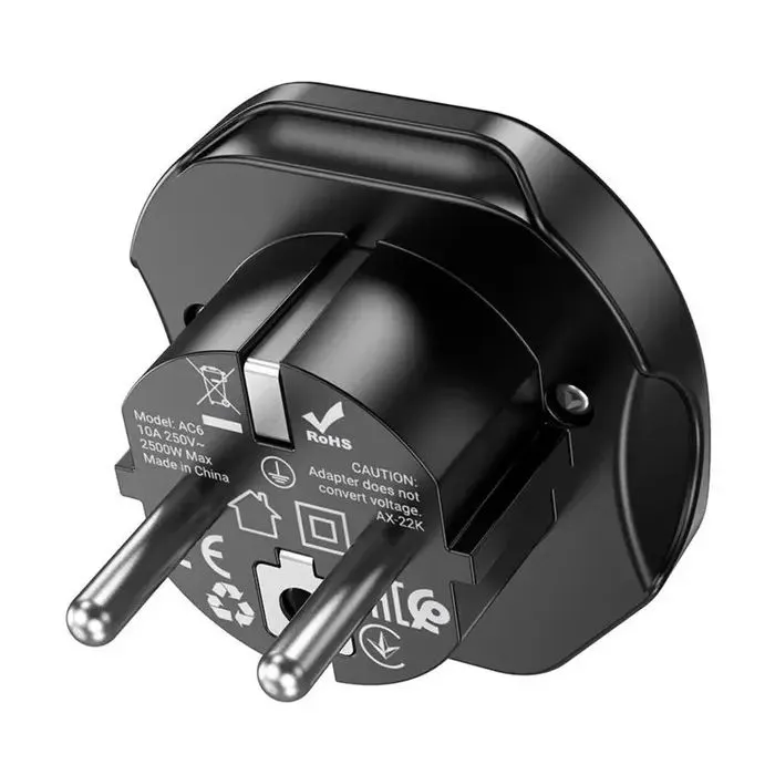 Переходник Universal adapter US/UK/AU to EU bkack HOCO (6931474791511) изображение 3