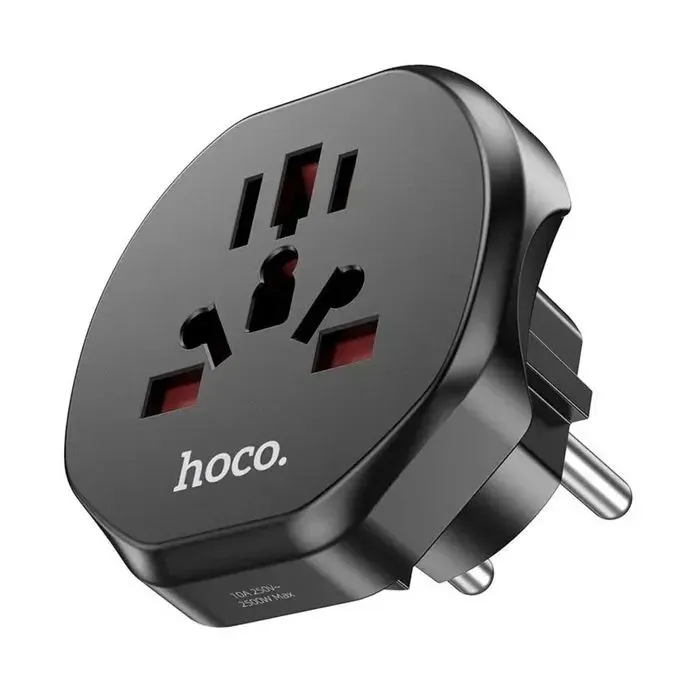 Переходник Universal adapter US/UK/AU to EU bkack HOCO (6931474791511) изображение 4