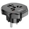 Переходник Universal adapter US/UK/AU to EU bkack HOCO (6931474791511)