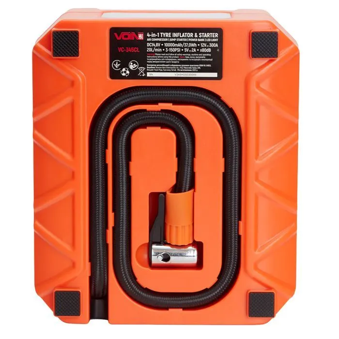 Автомобильный компрессор VOIN 4in1, 14.8V, 37.0Wh, 10000mAh, бустер, повербанк, фонарь (VC-345CL) изображение 3