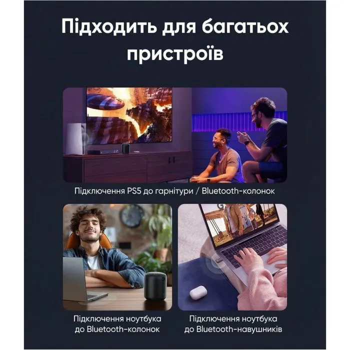 Bluetooth-адаптер Ugreen USB-C Bluetooth 5.3 Audio Transmitter PC/PS5/Switch BT501 black (45008) зображення 8