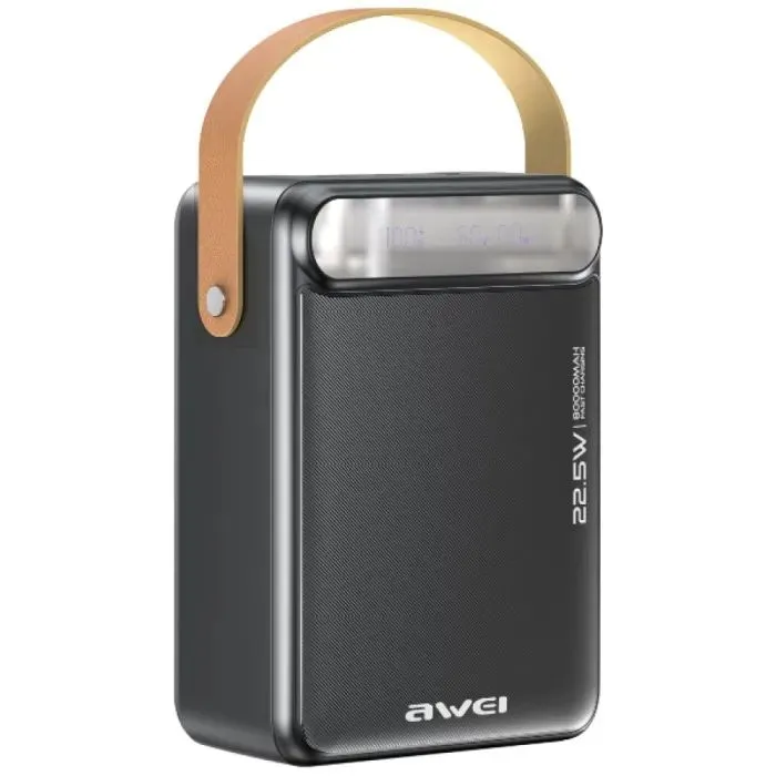 Батарея универсальная AWEI 80000mAh P102K 22,5W PD 2xUSB-C 3xUSB-A black (6954284026918)