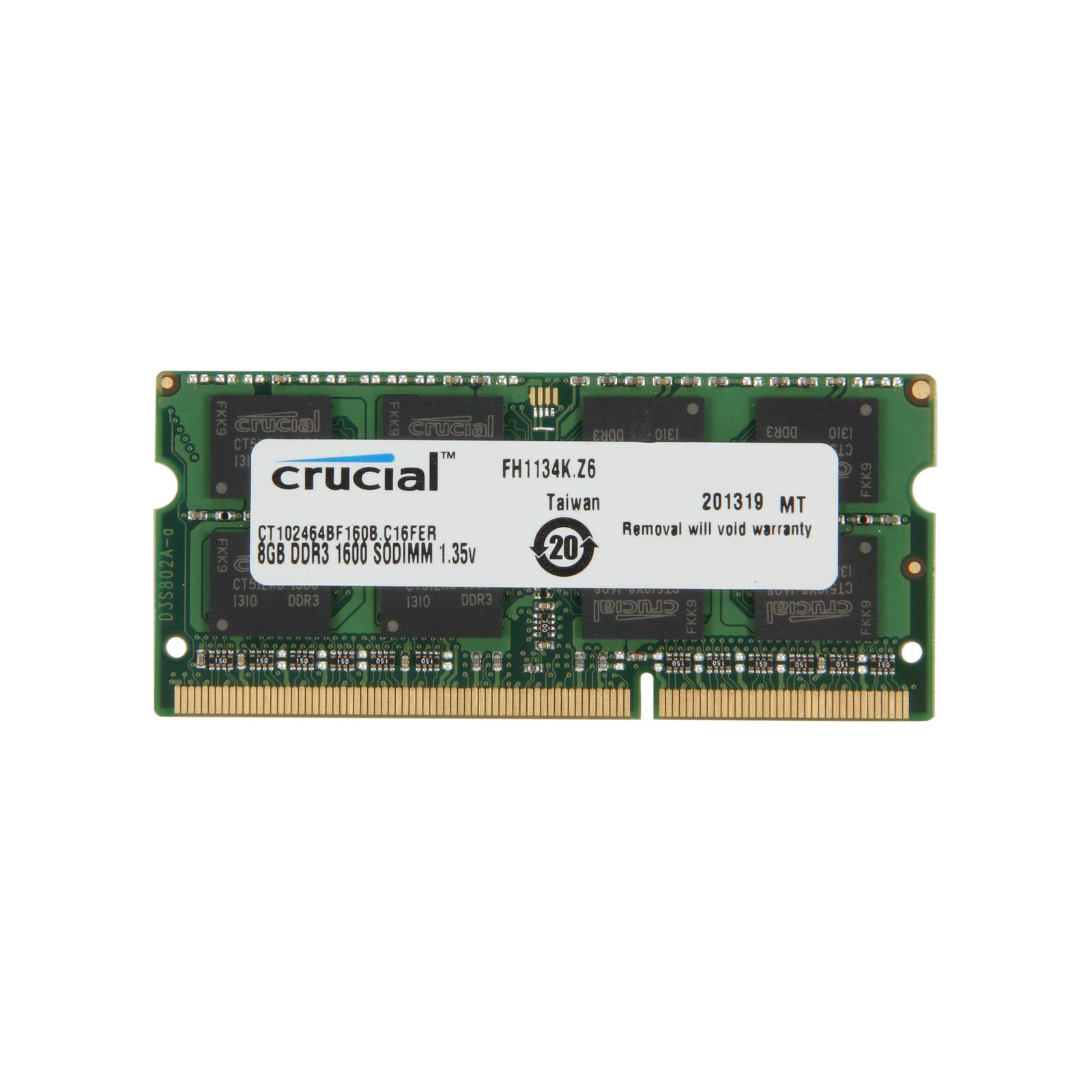 Модуль памяти для ноутбука SoDIMM DDR3L 8GB 1600 MHz Micron (CT102464BF160B)