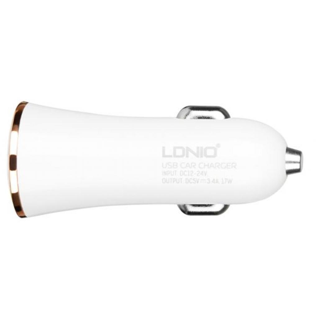 Зарядний пристрій LDNIO DL-C28 2*USB, 3.4A, White (55424)