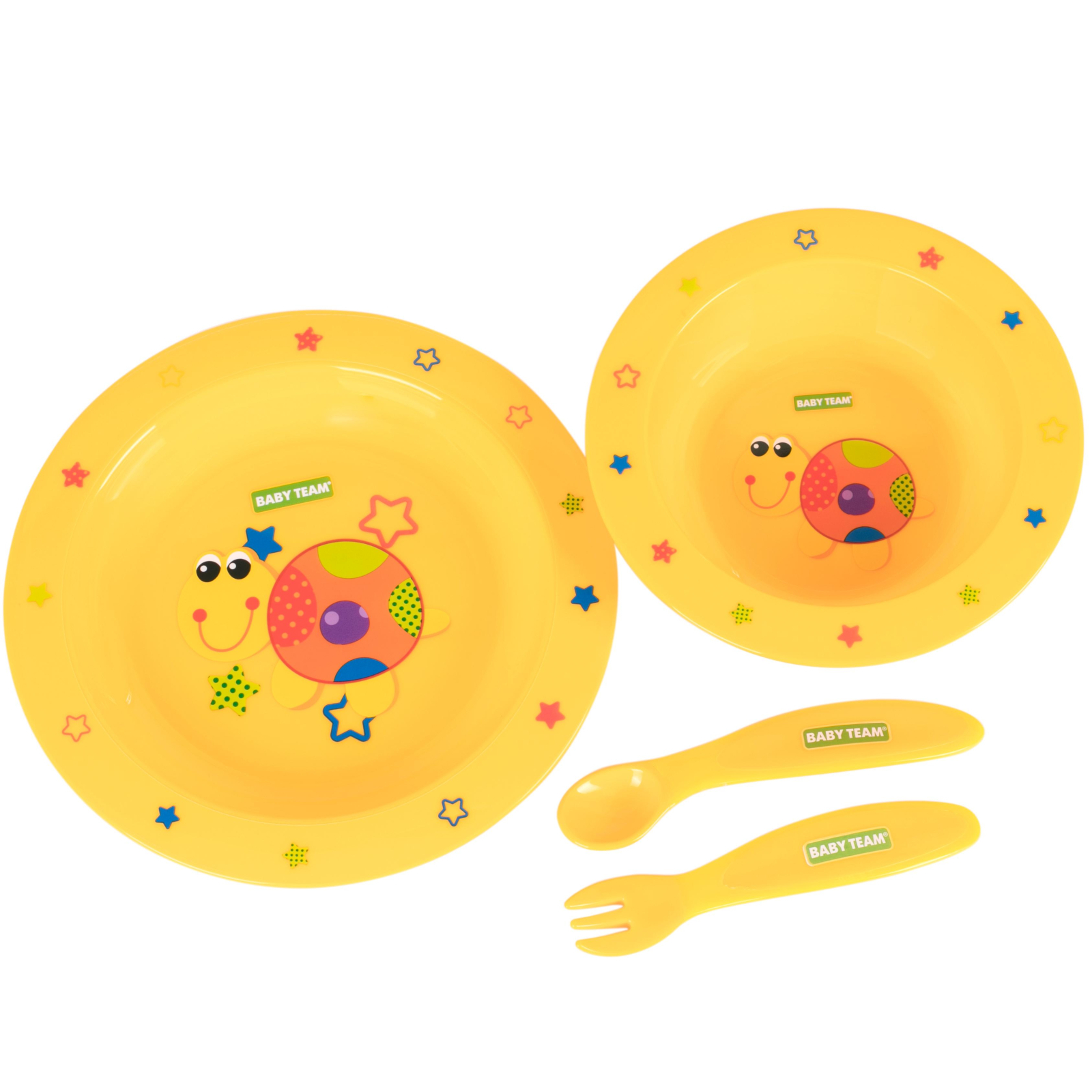 Набор детской посуды Baby Team 4 ед. желтый (6010 черепашка) изображение 2