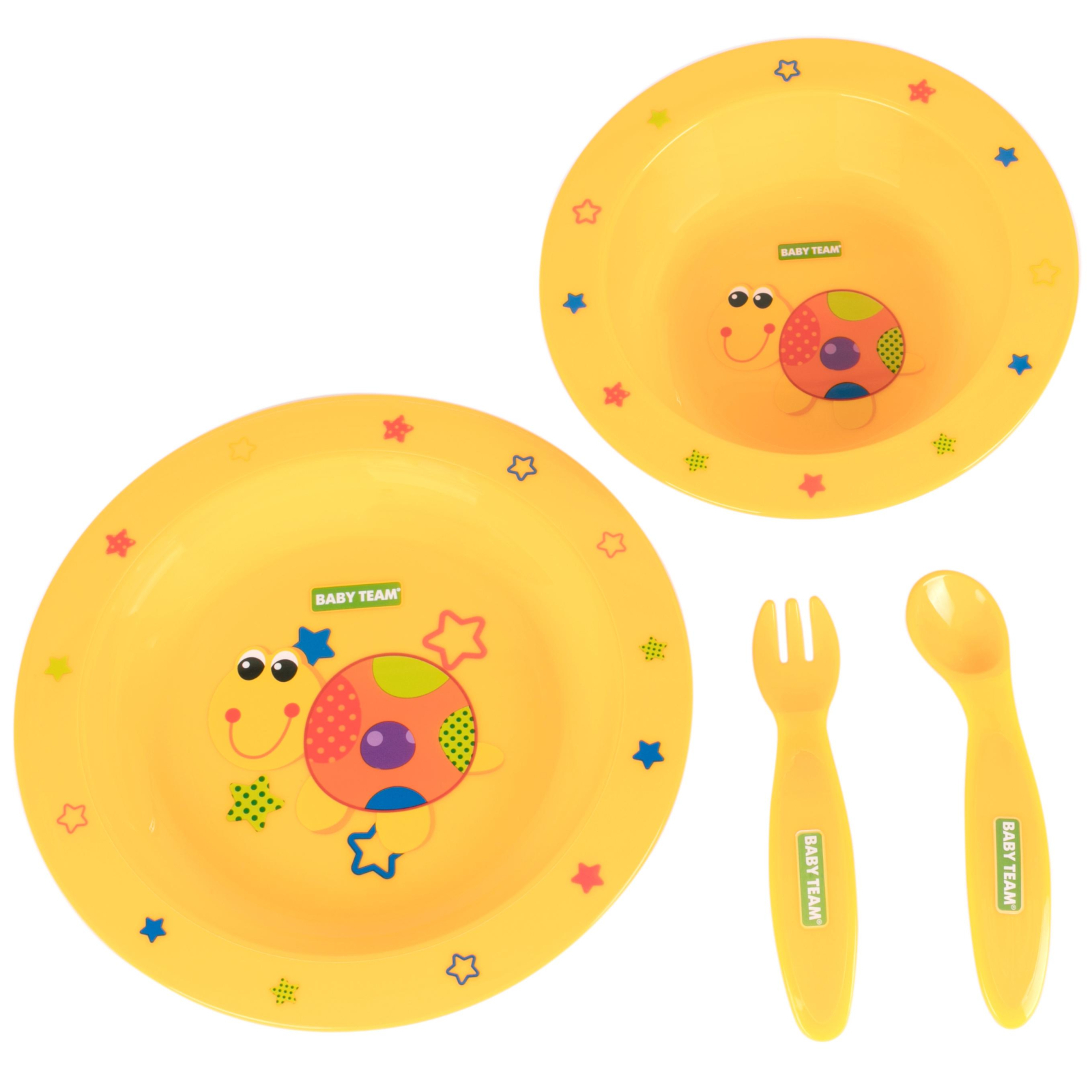 Набір дитячого посуду Baby Team 4 од. жовтий (6010 черепашка) зображення 3