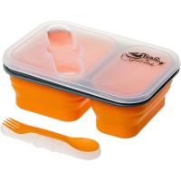 Набор туристической посуды Tramp 2 отсека силиконовый 900ml с ловилкой orange (TRC-090-orange) изображение 2
