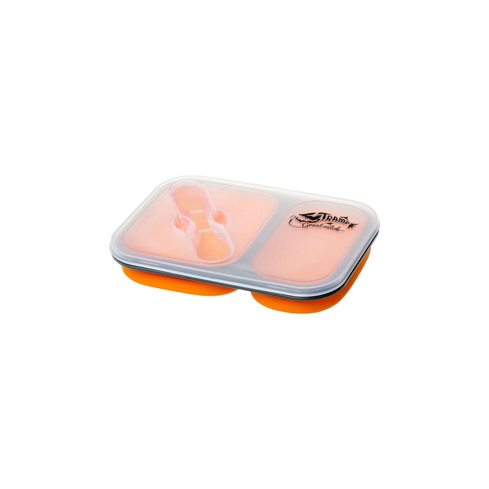 Набор туристической посуды Tramp 2 отсека силиконовый 900ml с ловилкой orange (TRC-090-orange) изображение 4