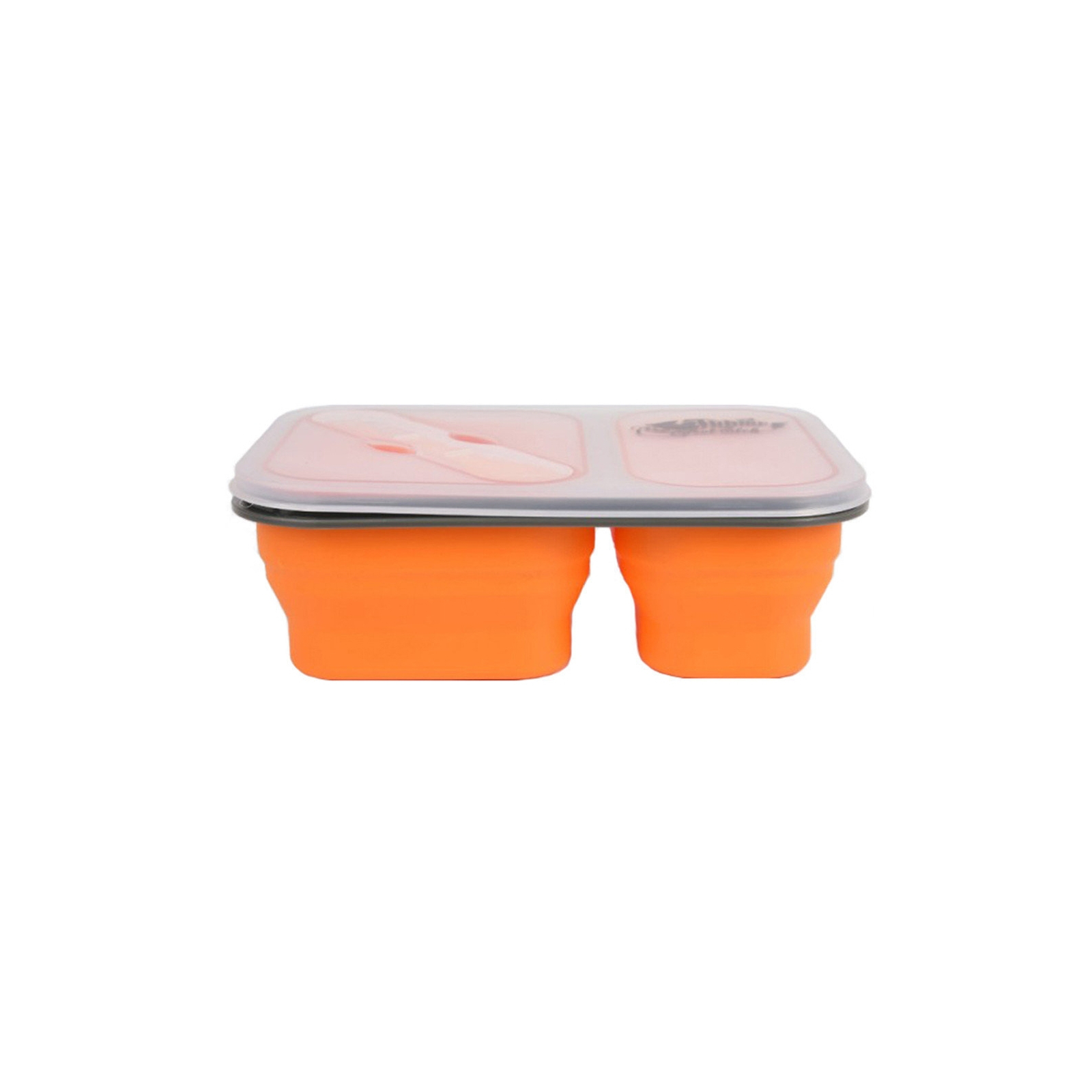 Набор туристической посуды Tramp 2 отсека силиконовый 900ml с ловилкой orange (TRC-090-orange)