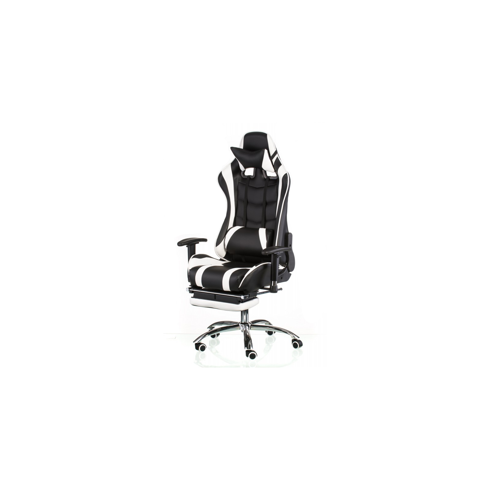 Кресло игровое Special4You ExtremeRace black/white with footrest (000002300) изображение 2