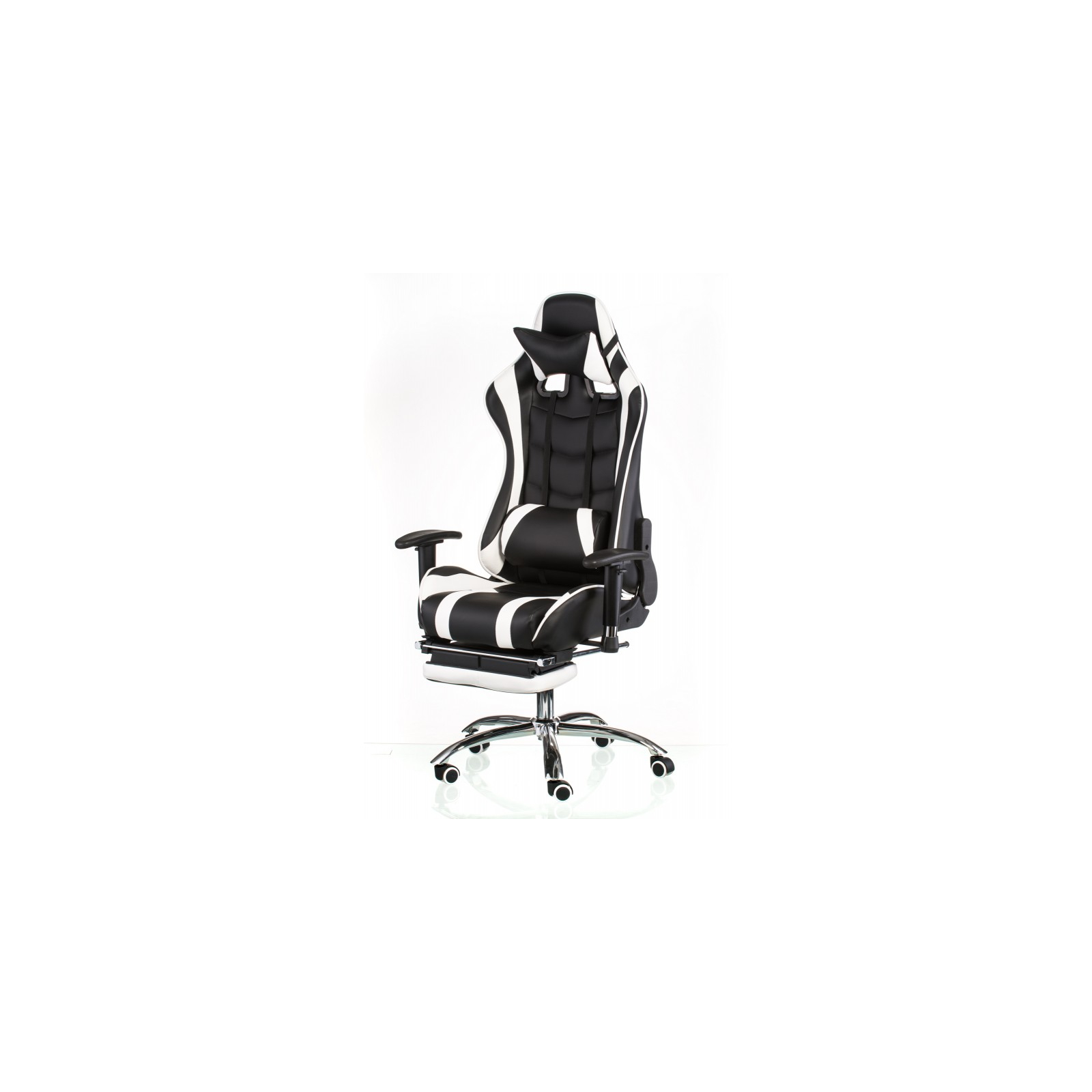Кресло игровое Special4You ExtremeRace black/white with footrest (000002300)