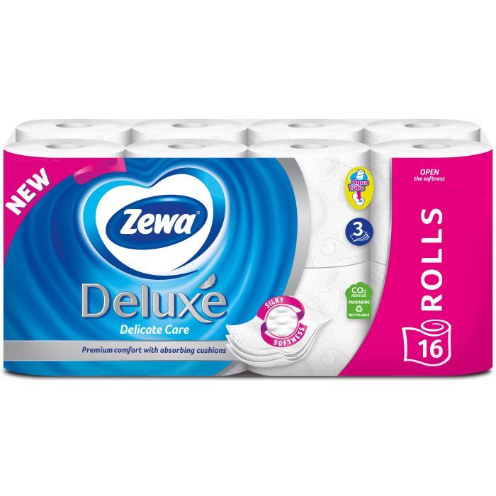 Туалетная бумага Zewa Deluxe белая 3 слоя 12 рулонов (7322540989779)