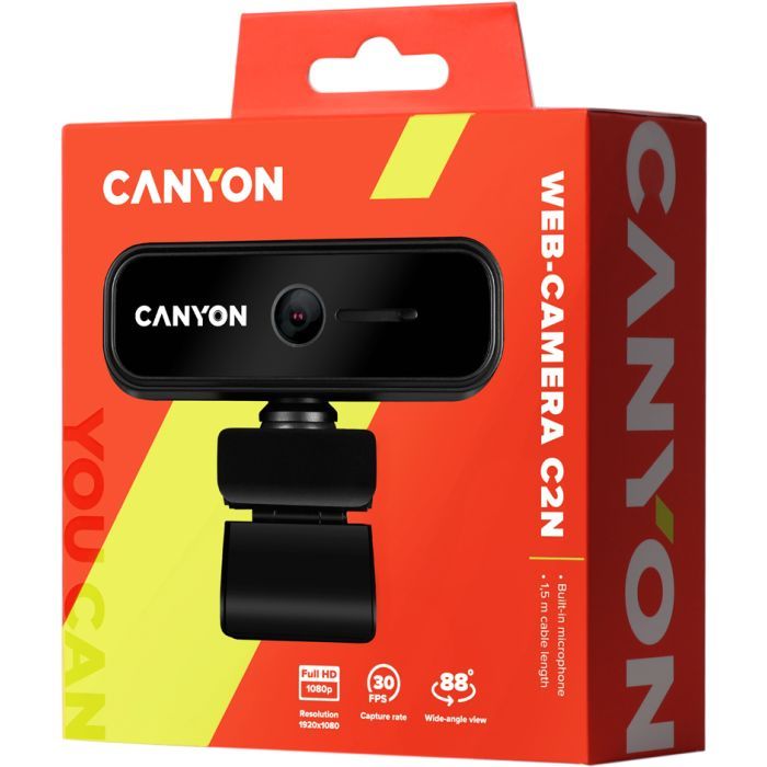 Веб-камера Canyon C2N 1080p Full HD Black (CNE-HWC2N) изображение 3