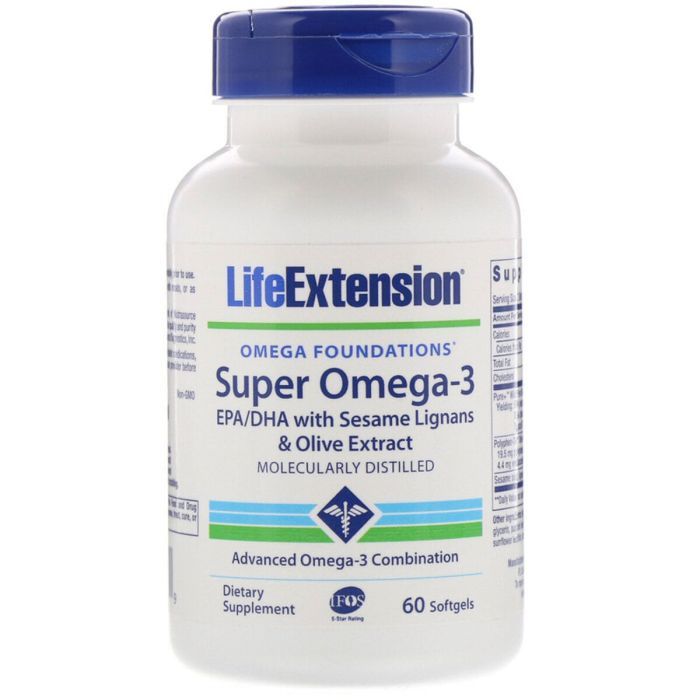 Жирні кислоти Life Extension Супер Омега-3, Omega Foundations, Super Omega-3, 60 желатино (LEX-19836)