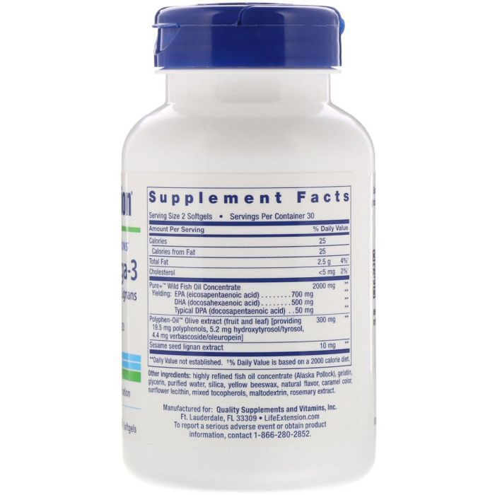 Жирні кислоти Life Extension Супер Омега-3, Omega Foundations, Super Omega-3, 60 желатино (LEX-19836) зображення 2