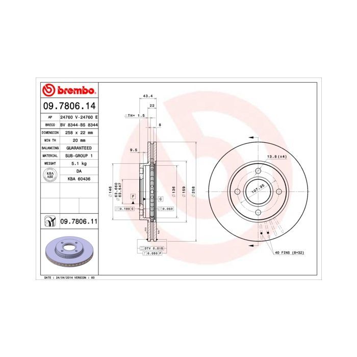 Гальмівний диск Brembo 09.7806.11