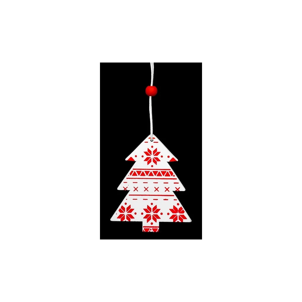 Ялинкова іграшка Jumi 4 шт (6,5 см) Ялинка, дерево, білий з червон (5900410375994) зображення 2