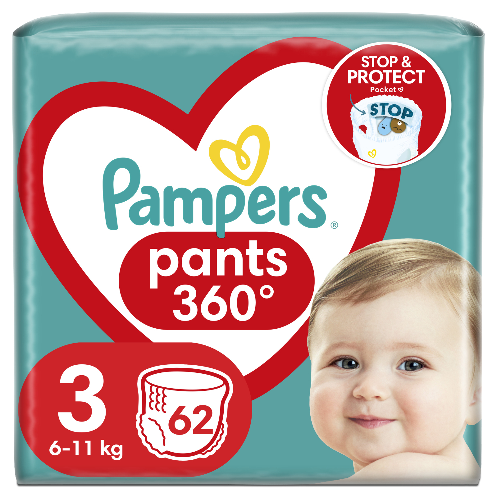 Подгузники Pampers трусики Pampers Pants Размер 3 (6-11кг) 62 шт (8006540069233)