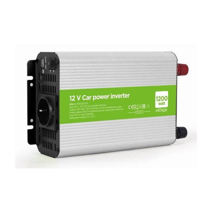 Автомобільний інвертор EnerGenie 12V/220V 1200 Вт (EG-PWC1200-01)