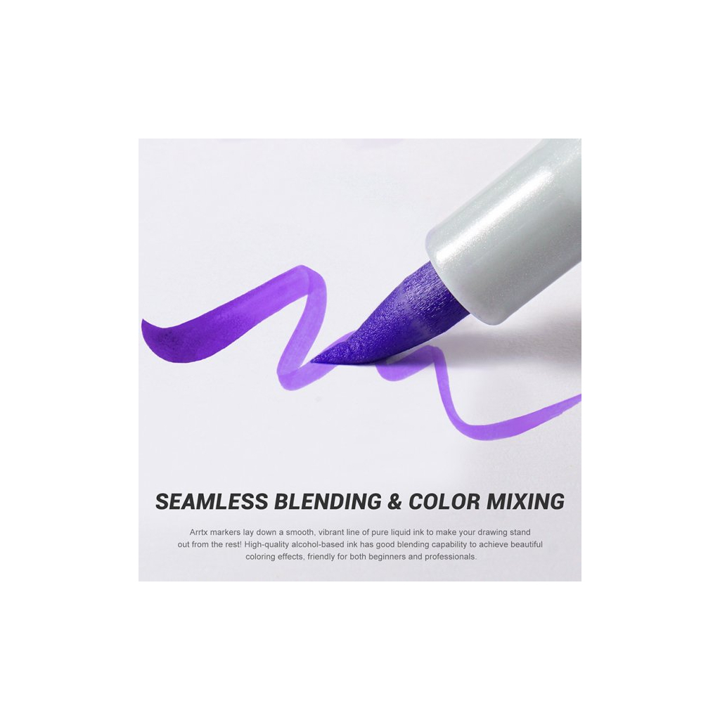 Художественный маркер Arrtx Спиртовые Oros ASM-03PL 24 цвета, фиолетовые оттенки (LC302505) изображение 3