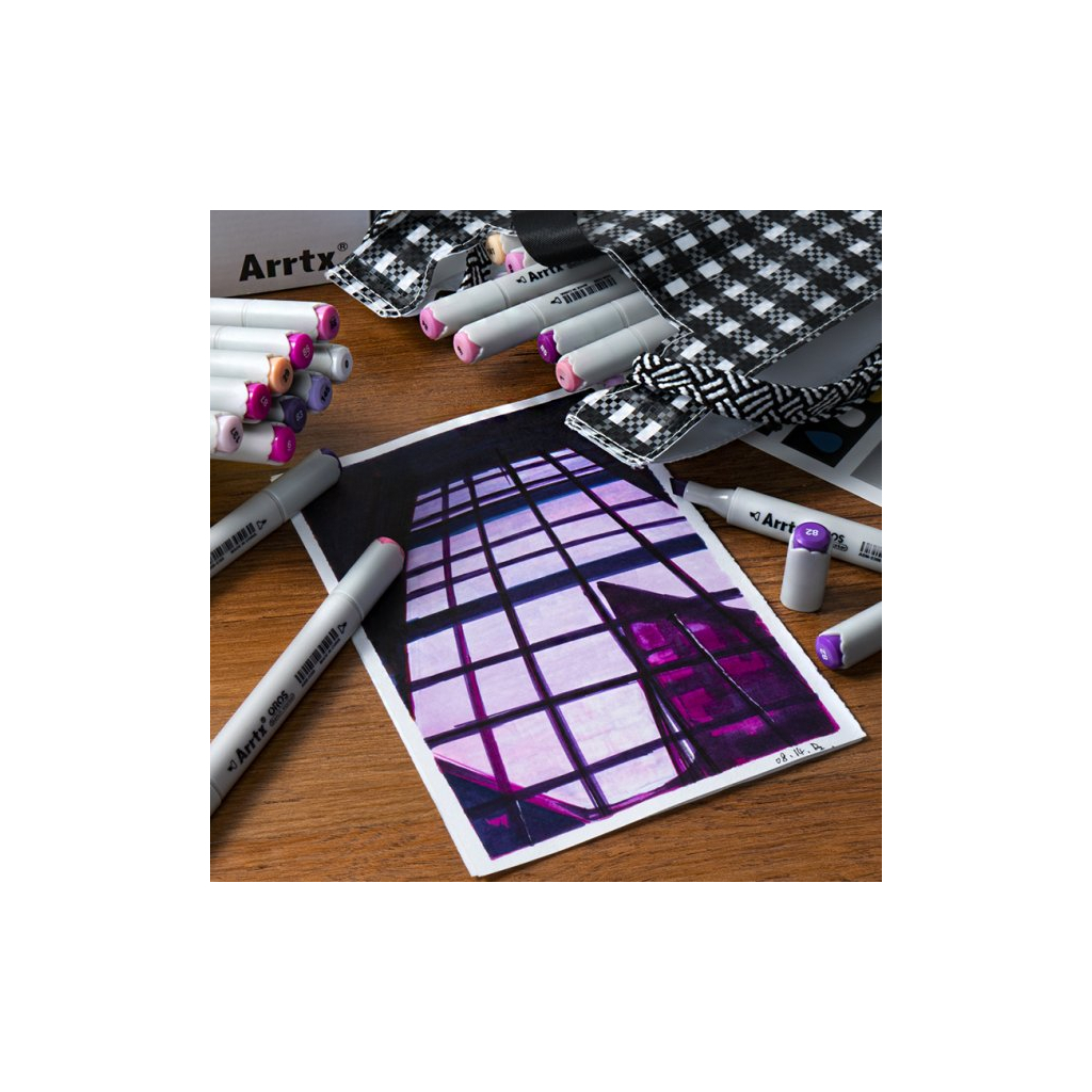 Художественный маркер Arrtx Спиртовые Oros ASM-03PL 24 цвета, фиолетовые оттенки (LC302505) изображение 6