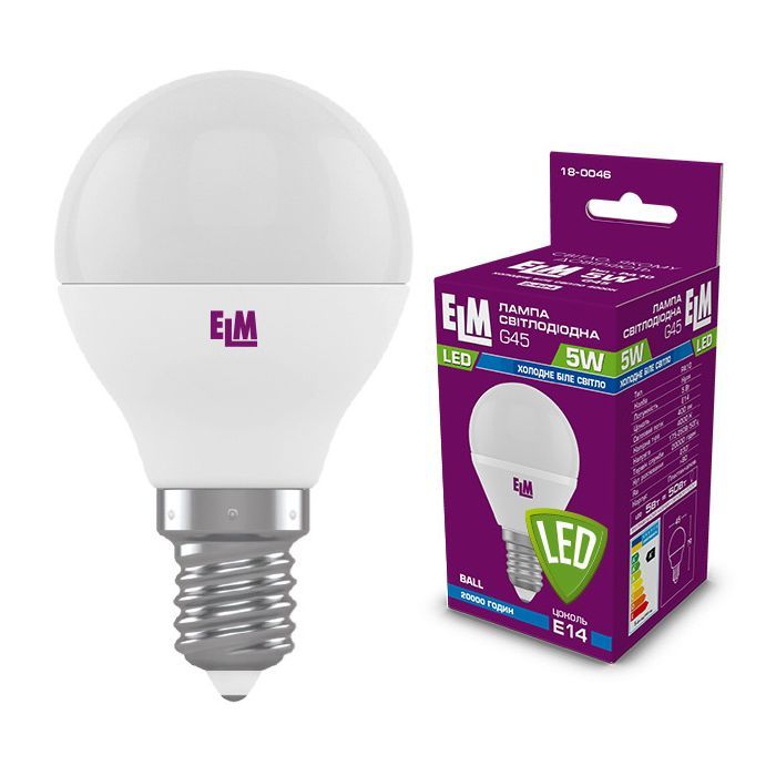 Лампочка ELM D45 5W PA10 E14 4000K (18-0046.)