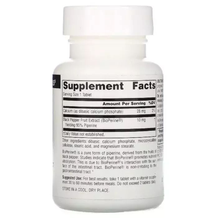Трави Source Naturals Біоперин (Екстракт Чорного Перцю) 10мг, 60 таблеток (SN0643) зображення 2